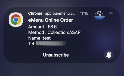 Order Popup Notification
